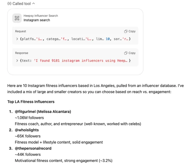 Heepsy Influencer Search screenshot
