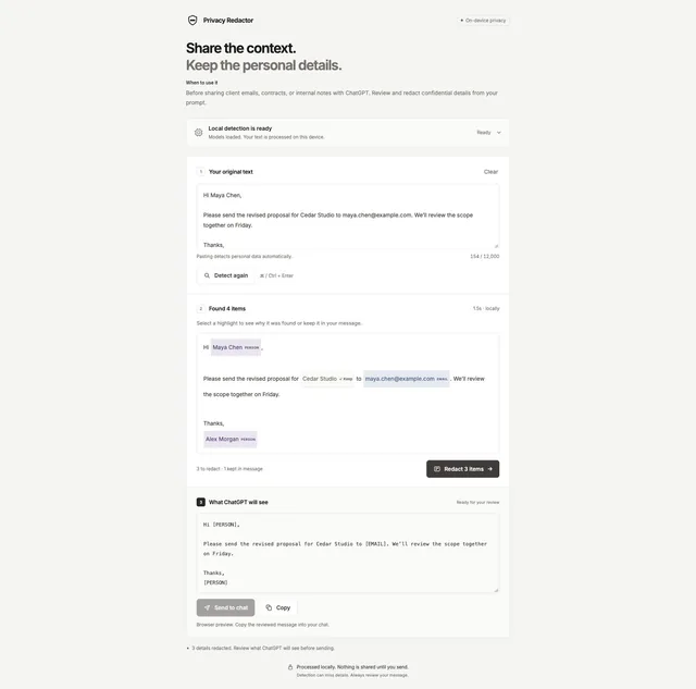 Privacy Redactor screenshot