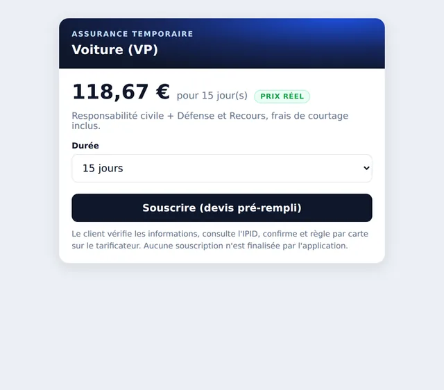 Assurance Temporaire screenshot