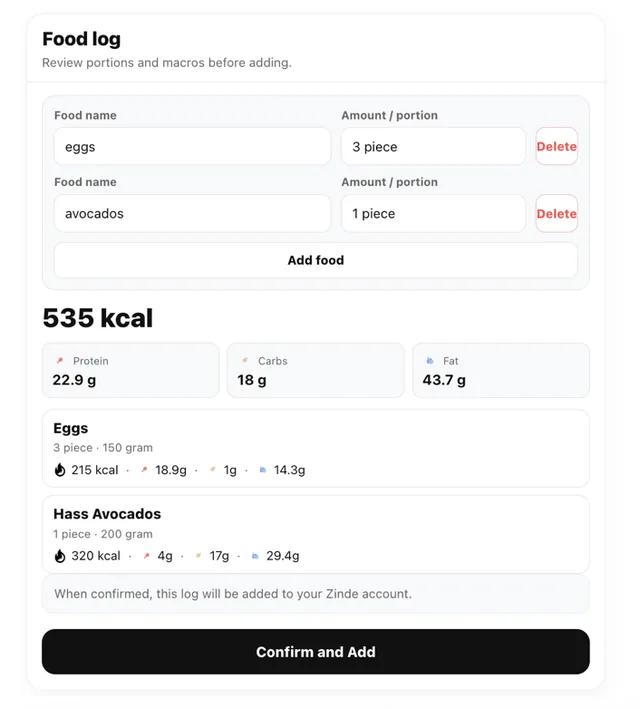 Zinde AI Free Calorie Tracker screenshot