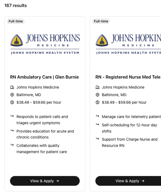 Johns Hopkins Careers screenshot