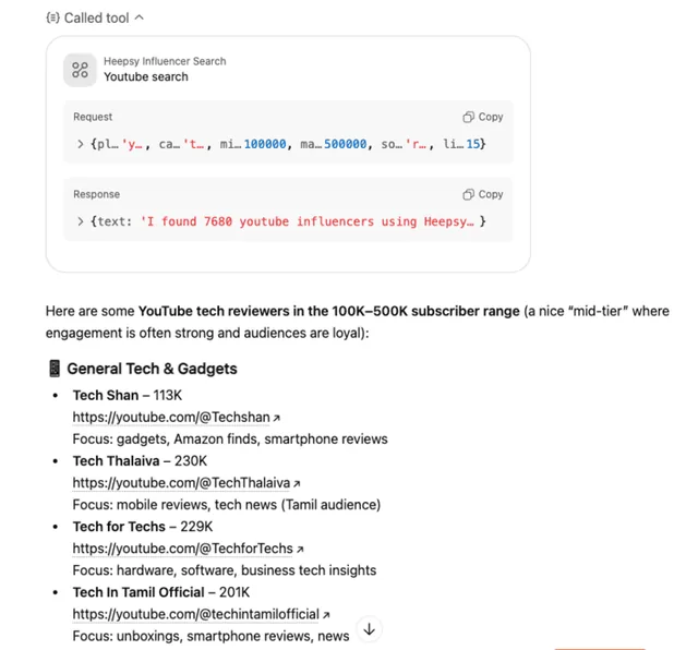 Heepsy Influencer Search screenshot