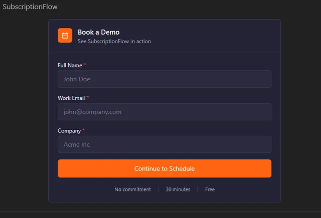SubscriptionFlow screenshot