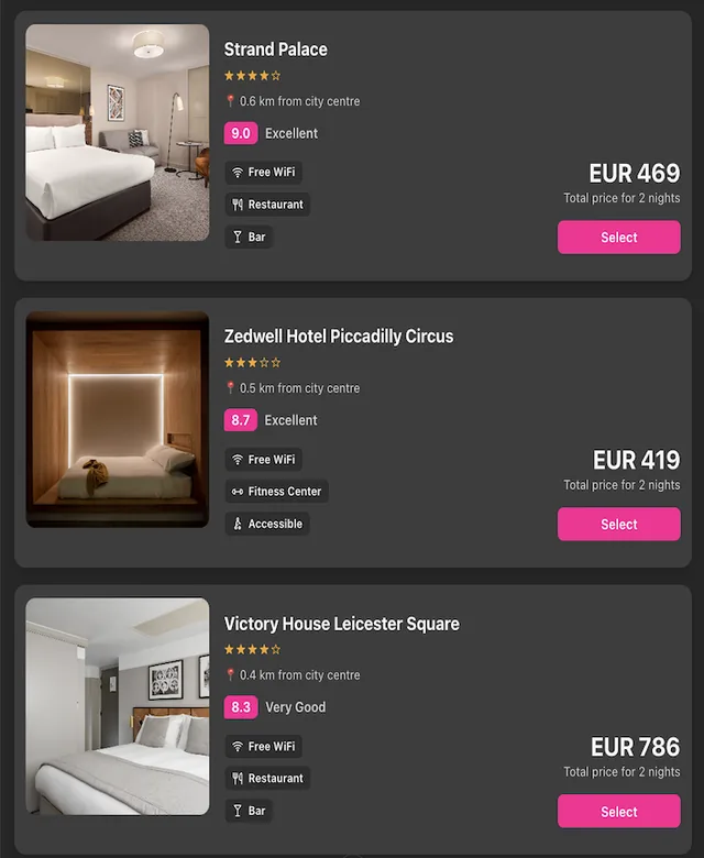 lastminute.com screenshot
