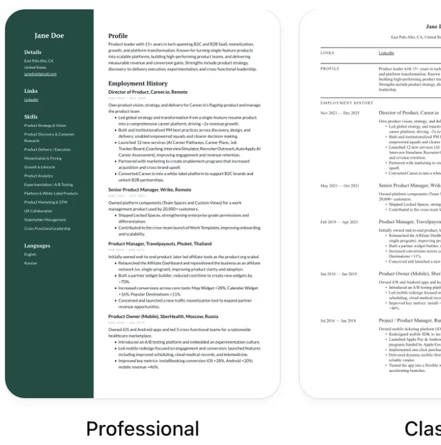 Resume.io screenshot