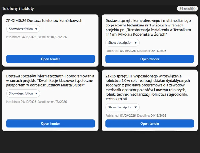 Znajdź Przetargi screenshot