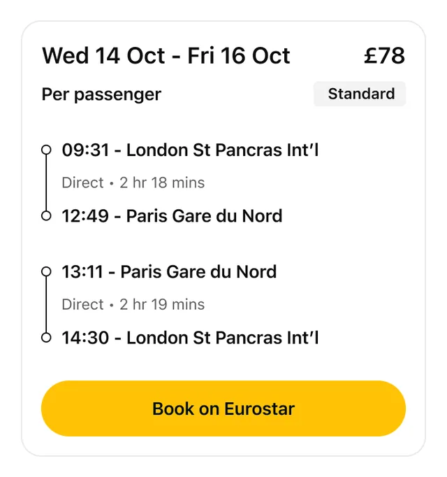 Eurostar screenshot