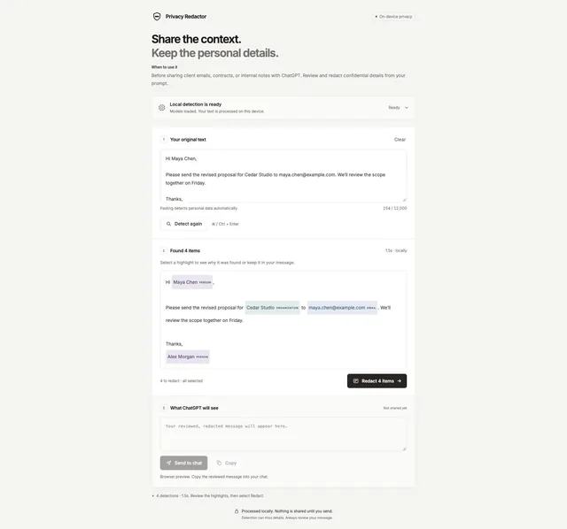 Privacy Redactor screenshot