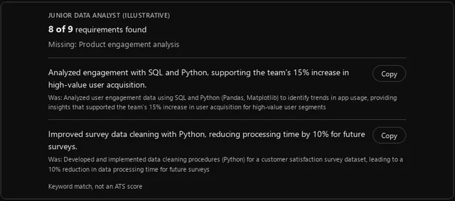 HiringMessage Job Match screenshot