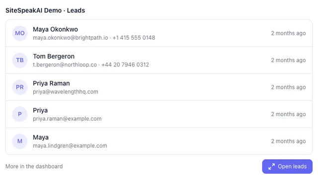 SiteSpeak screenshot
