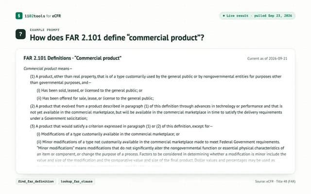 1102tools for eCFR screenshot