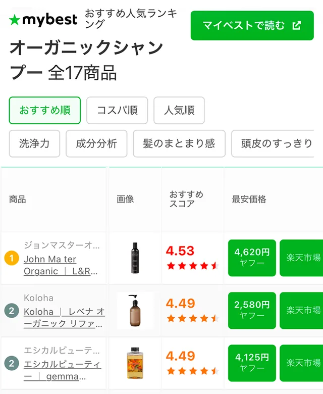 mybest おすすめ商品比較 screenshot