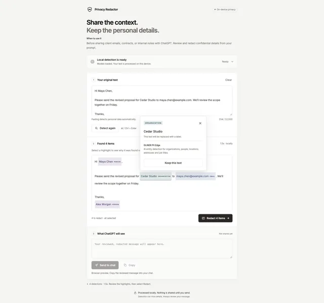 Privacy Redactor screenshot