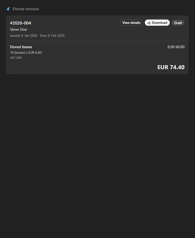 Elevate Invoices screenshot