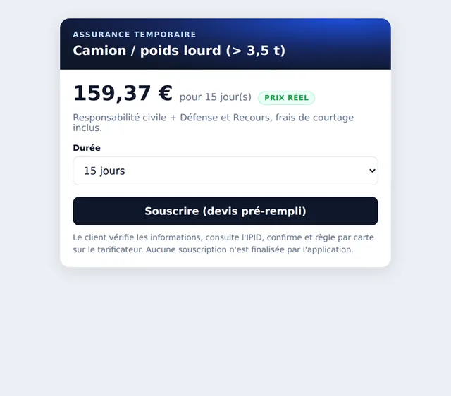 Assurance Temporaire screenshot