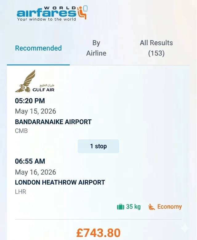 World Airfares screenshot