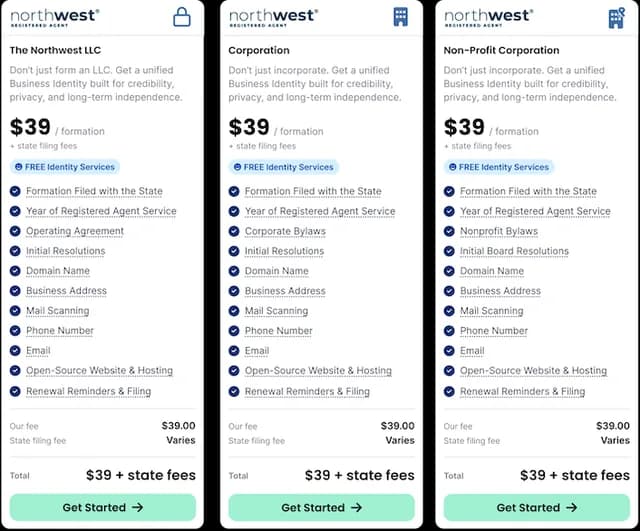 Northwest Registered Agent screenshot