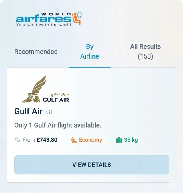 World Airfares screenshot