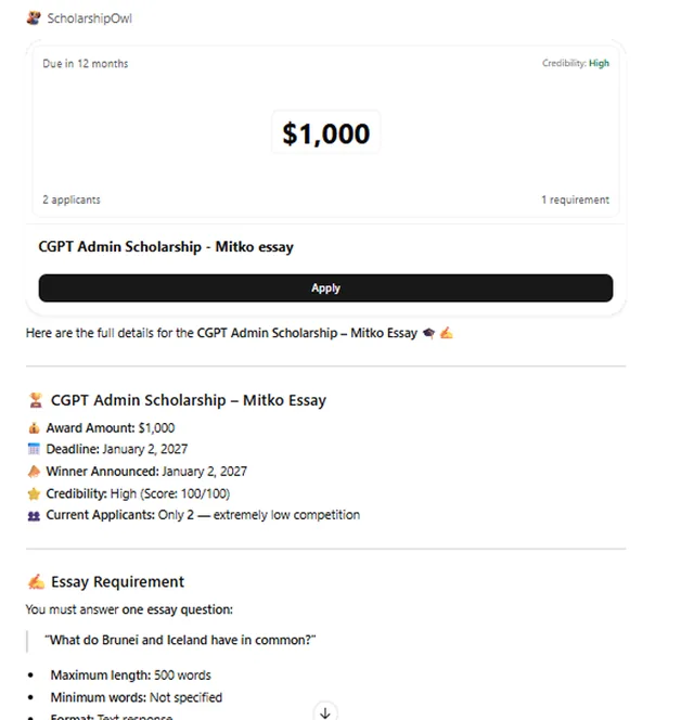 ScholarshipOwl screenshot