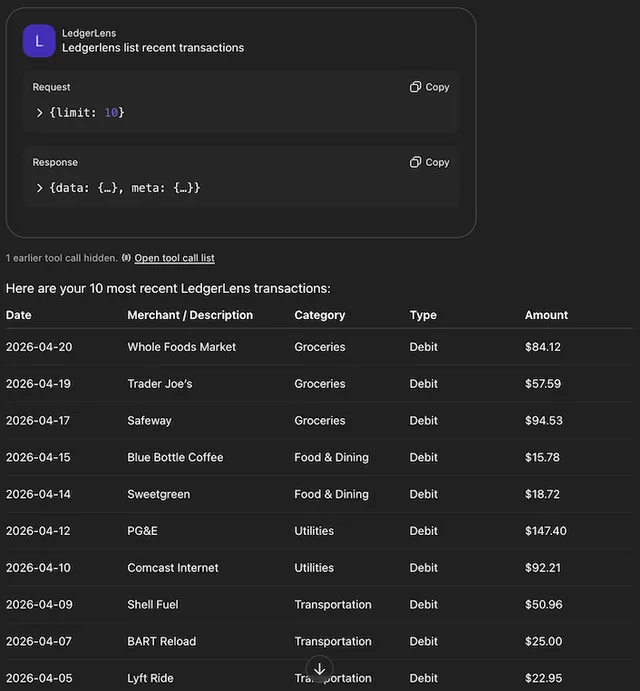 LedgerLens screenshot