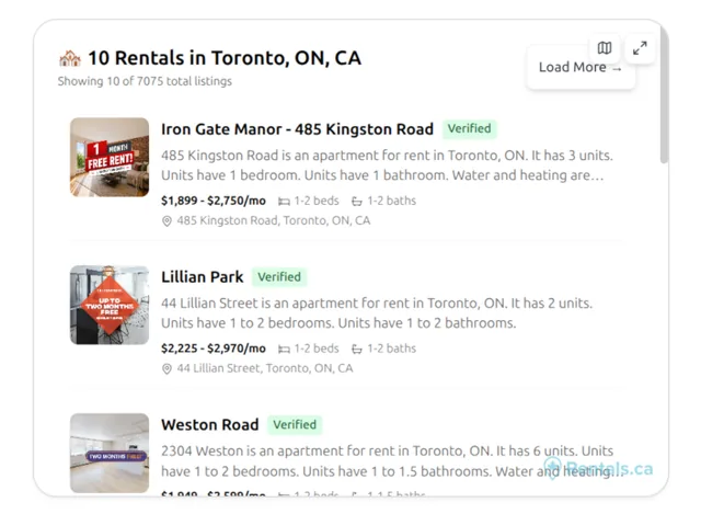 Rentals.ca Rental Search screenshot