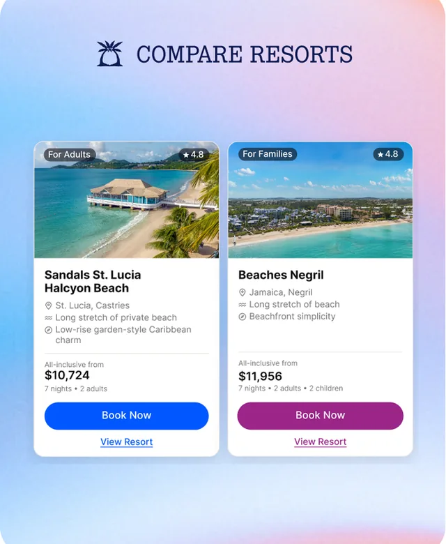 Sandals & Beaches Resorts screenshot