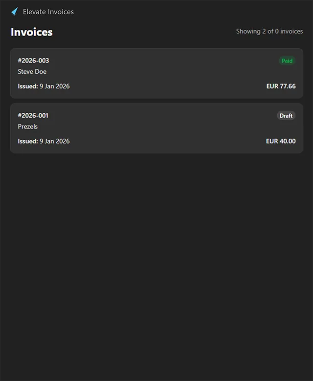 Elevate Invoices screenshot