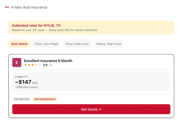 A-Max Auto Insurance screenshot
