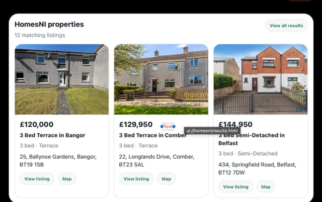 HomesNI Property Search screenshot