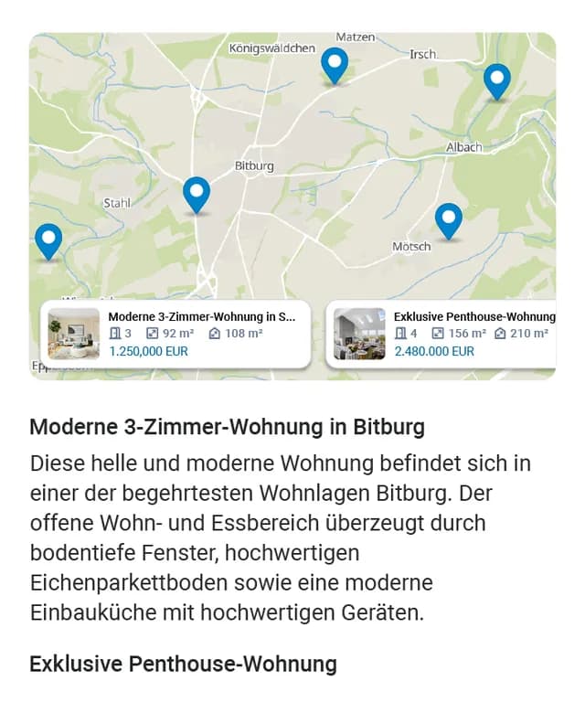 Immobilien Franzen screenshot