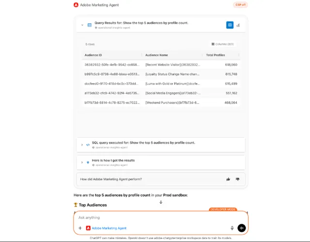 Adobe Marketing Agent screenshot
