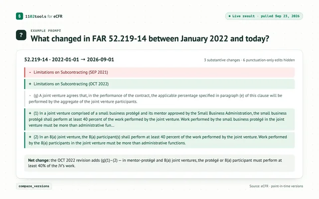 1102tools for eCFR screenshot