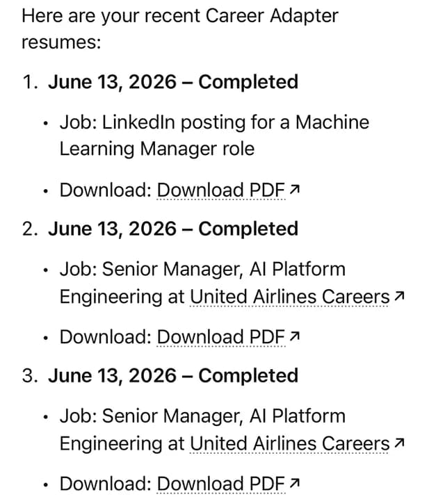 Career Adapter screenshot