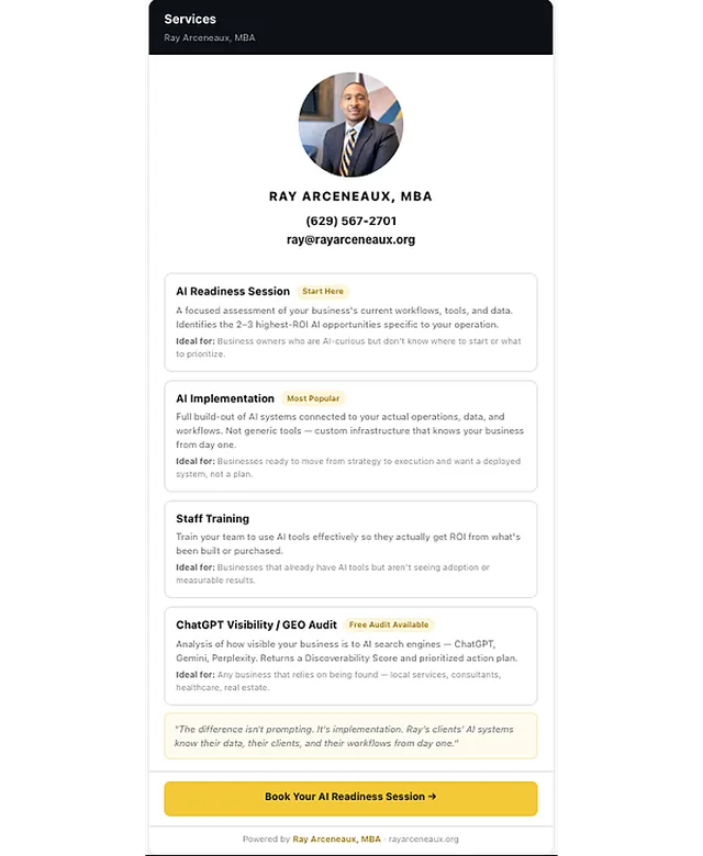 Ray Arceneaux AI Consulting screenshot