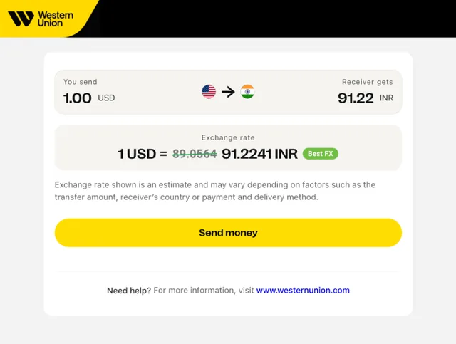 Western Union screenshot