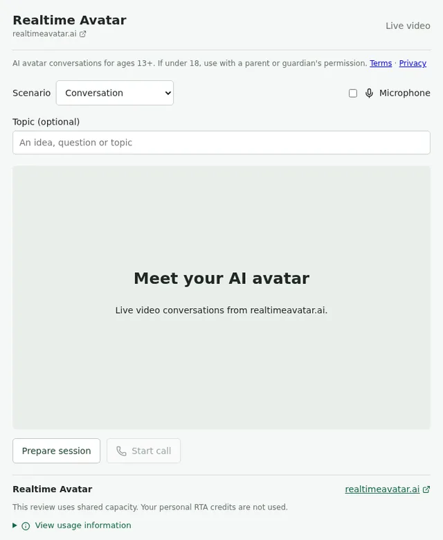 Realtime Avatar screenshot