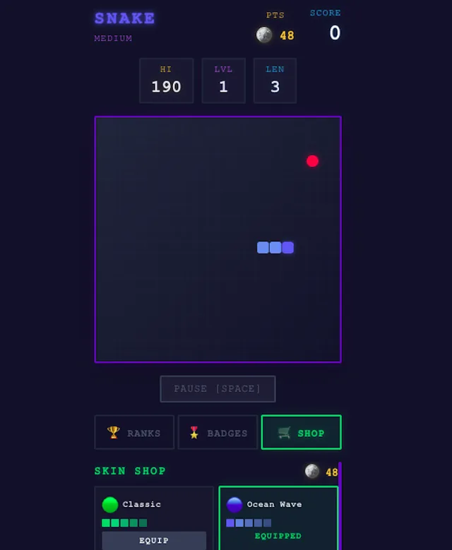 Snake Retro: Neon Arcade screenshot