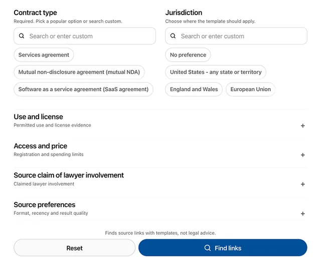 F-AI Contract Template Finder screenshot