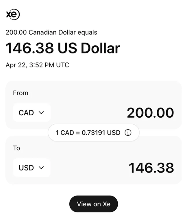 XE Currency Converter screenshot