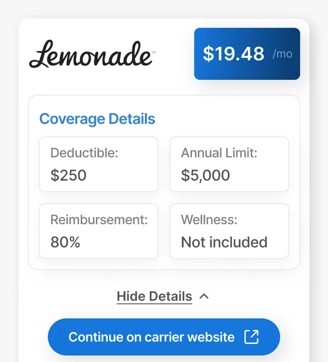 Pet Insurance Comparison screenshot