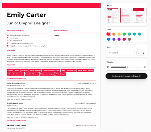 CVpop - Resume & CV Builder screenshot