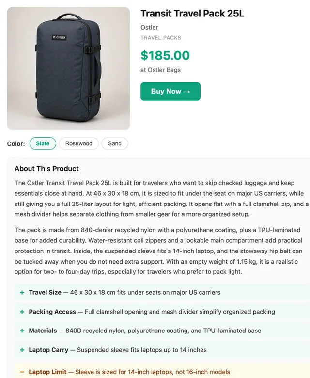 Ostler Bags screenshot