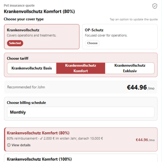 PANDA Tierversicherung screenshot