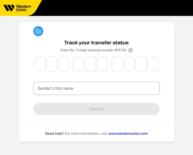 Western Union screenshot