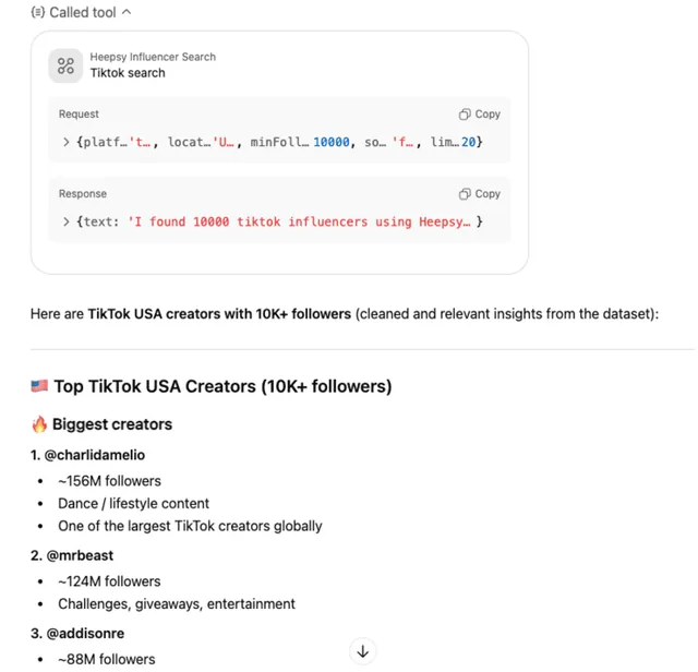 Heepsy Influencer Search screenshot